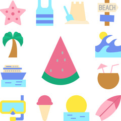 Watermelon, berry icon in a collection with other items