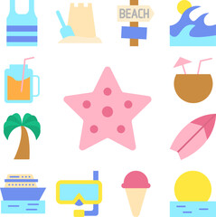Starfish, animal icon in a collection with other items
