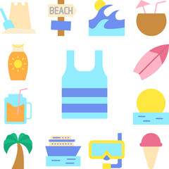 T shit, clothes icon in a collection with other items