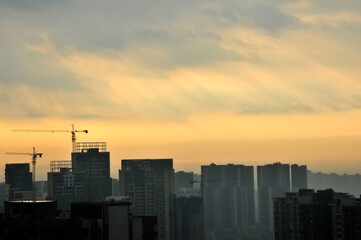 sunset over the city