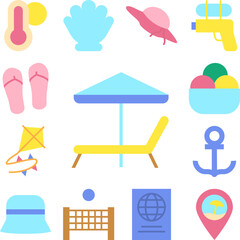 Lounger, umbrella icon in a collection with other items