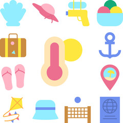 Thermometer, sun icon in a collection with other items