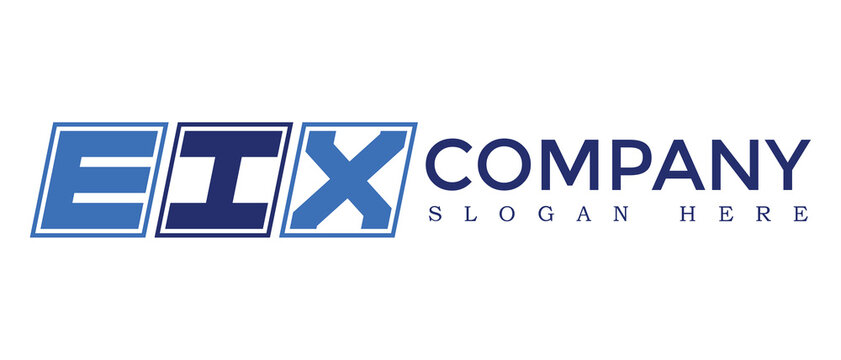 EIX three Letter Rounded rectangle boxes shape element symbol digital initial technology Media business  logo design, Vector Template