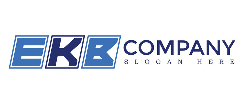 EKB three Letter Rounded rectangle boxes shape element symbol digital initial technology Media business  logo design, Vector Template