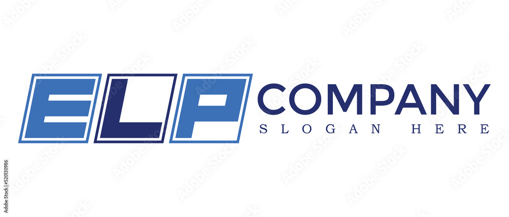 Poster elp three letter rounded rectangle boxes shape element symbol digital initial technology media busin