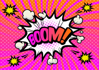 アメコミ風爆発テンプレート Boom pop art background, an explosion in comics book style.	