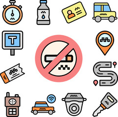 No smoking icon in a collection with other items