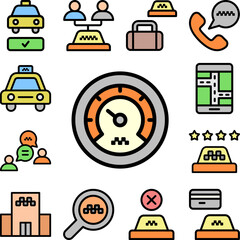 Speedometer icon in a collection with other items