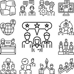 Obraz premium Workers, men, woman, assessment icon in a collection with other items