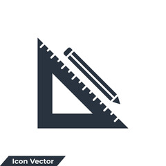 ruler icon logo vector illustration. Measurement and triangle ruler symbol template for graphic and web design collection