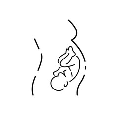 Pregnancy concept icon. Pregnant woman idea thin line illustration. Ultrasonography. Pregnancy medical monitoring. Vector isolated outline drawing. Editable stroke