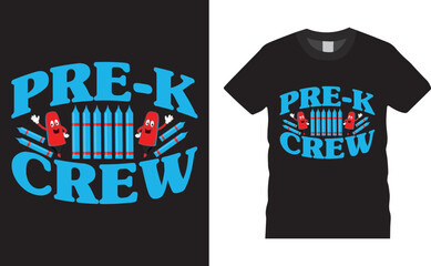 Back to school colorful typography Vector T shirt design. Pre-K Crew. Vector file easy to edit. Perfect for print item, Gift card, poster, banner, graphic template. Apparel, POD.