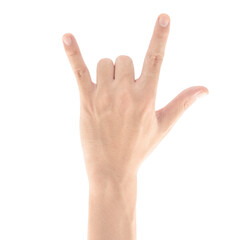 Obraz na płótnie Canvas Love sign hand gesture isolated on white background, Clipping path Included.