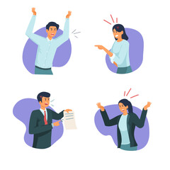 angry business people ,employees.business man and business woman vector illustration