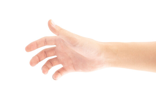 A hand that is holding or picking or gripping up something, Isolated on white background, Clipping path Included.