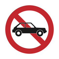 Car do not enter, no parking area with illustration car circle crossed out