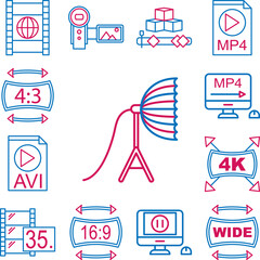 Video production, soft box icon in a collection with other items