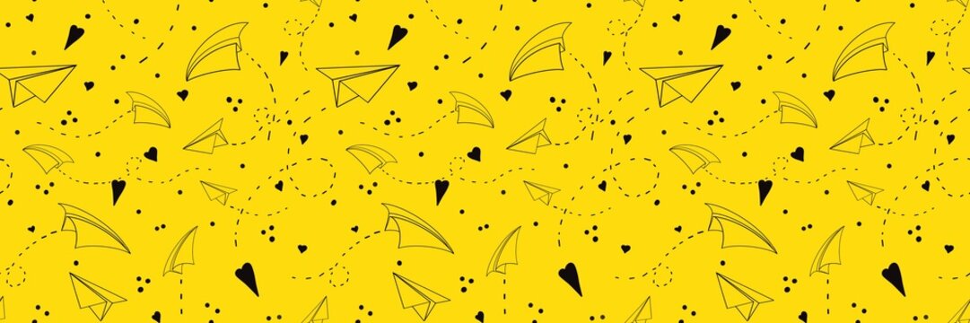 paper airplane seamless pattern fabric print 