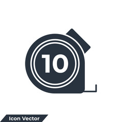 Obraz premium tape measure icon logo vector illustration. Roulette construction symbol template for graphic and web design collection
