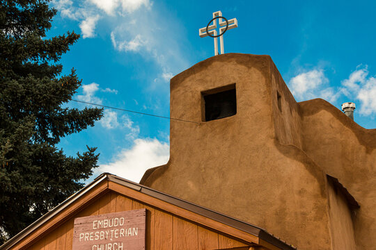 The Adobe Walls of The Embudo Presbyterian Church, Embudo, New Mexico, USA