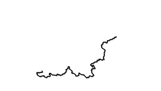 Slovenia map, country territory outline self drawing animation. Line art.