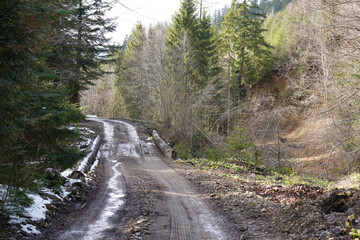 A dirt road in a mountainous area
