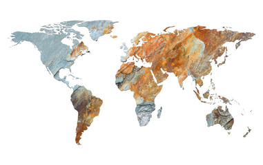 Global map rock texture on white background, with clipping path. (Elements of this image furnished by NASA)