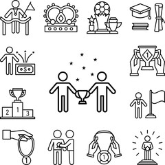 Fototapeta premium Competition, winner icon in a collection with other items