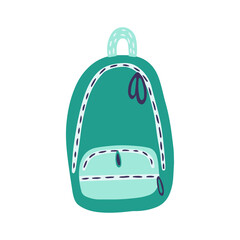 Hand drawn vector doodle school bag illustration.  Cute hand drawn backpack clip art.