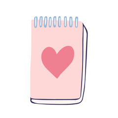 Doodle note booke with heart vector illustration