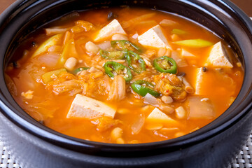 Rich Soybean Paste Stew (Cheongguk jang jjigae) - obrazy, fototapety, plakaty