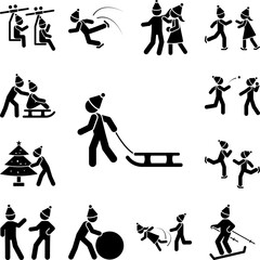 Child with sled icon in a collection with other items
