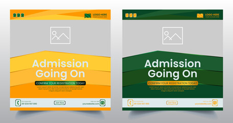school admission or education social media template premium vector, back to school admission social media post template