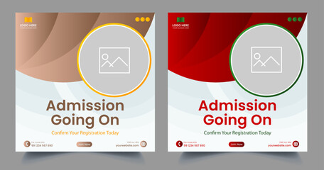 school admission or education social media template premium vector, back to school admission social media post template
