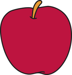 illustration of red apple  with vector cartoon style