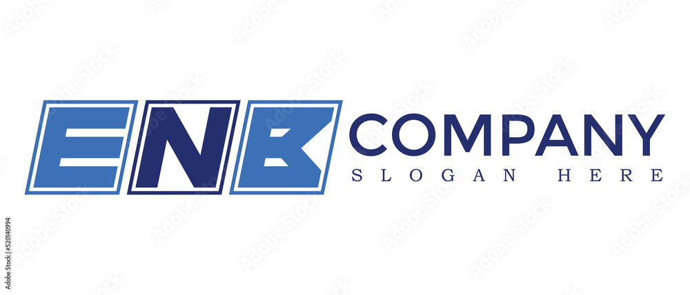 Poster enb three letter rounded rectangle boxes shape element symbol digital initial technology media busin