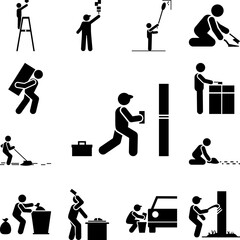 Worker, brick, man icon in a collection with other items