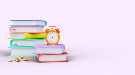 Banner back to school. Drain from books. 3d render.