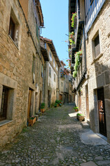 Narrow cobbled streets of, La Alberca, a small town in Spain. It was the first Spanish town declared a Historic-Artistic Site, in 1940.