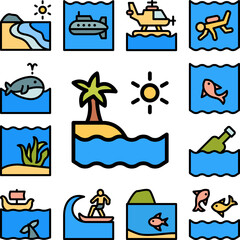 Fototapeta premium Island, sun, palm, ocean icon in a collection with other items