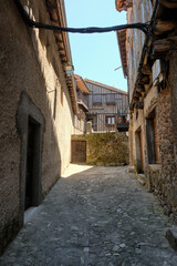 Narrow cobbled streets of, La Alberca, a small town in Spain. It was the first Spanish town declared a Historic-Artistic Site, in 1940.