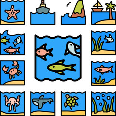 Fototapeta premium Kraken, ocean icon in a collection with other items