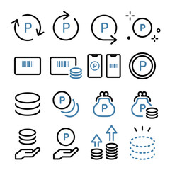 ポイント・ポイントカード・メンバーズカード・コインのアイコンセット