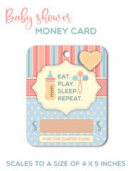 Obraz premium Eat. Play. Sleep. Repeat - Baby shower funny greeting card. Baby gift card, money card template.
