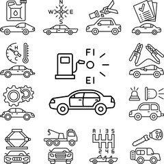 Fuel counter, car repair icon in a collection with other items