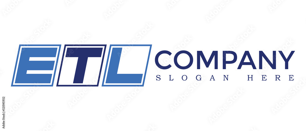 Poster etl three letter rounded rectangle boxes shape element symbol digital initial technology media busin