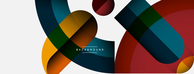 Fototapeta premium Geometric abstract background. Round shapes, circles, lines composition for wallpaper banner background or landing page