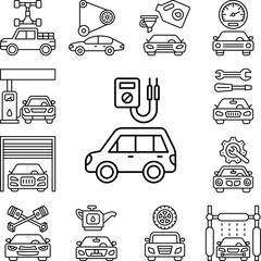 Voltage, car repair icon in a collection with other items
