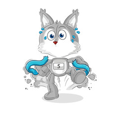 wolf runner character. cartoon mascot vector