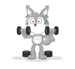 wolf weight training illustration. character vector